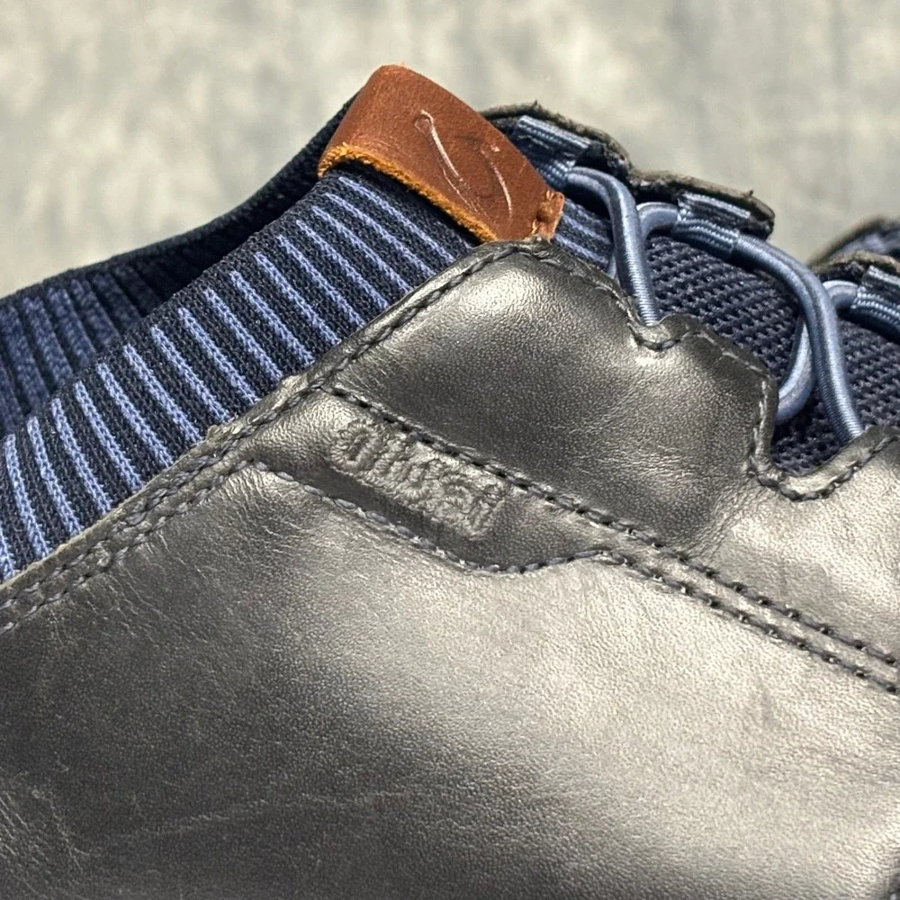 OluKai Makia Ulana Sneaker Mens 11.5 Navy Black Mesh Leather 10361-DEDE Casual